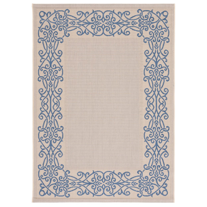 SAFAVIEH Outdoor CY1588-3101 Courtyard Natural / Blue Rug Image 1