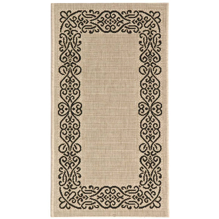 SAFAVIEH Indoor Outdoor CY1588-3901 Courtyard Sand / Black Rug Image 1