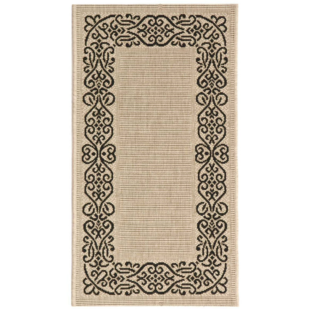 SAFAVIEH Indoor Outdoor CY1588-3901 Courtyard Sand / Black Rug Image 1