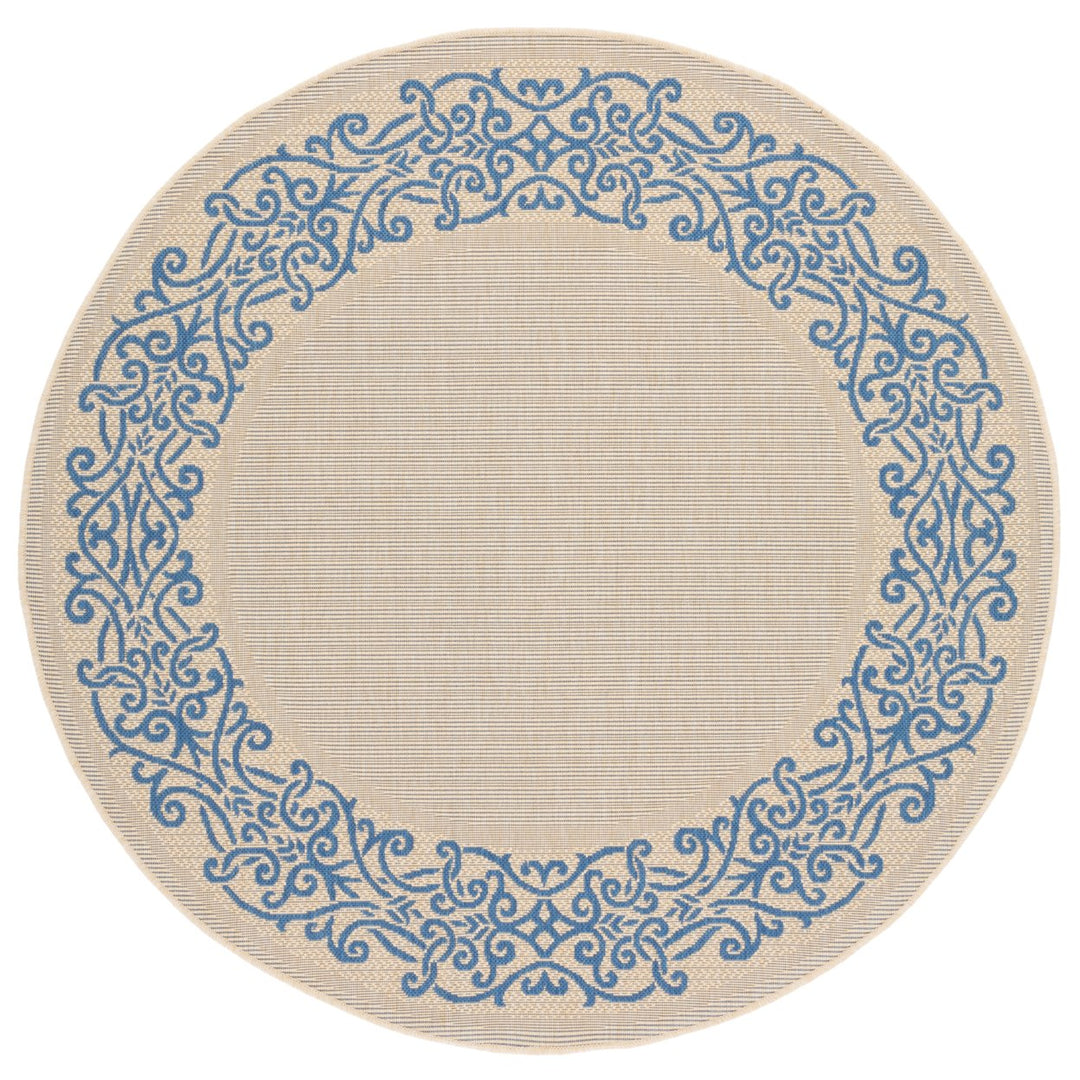 SAFAVIEH Outdoor CY1588-3101 Courtyard Natural / Blue Rug Image 7