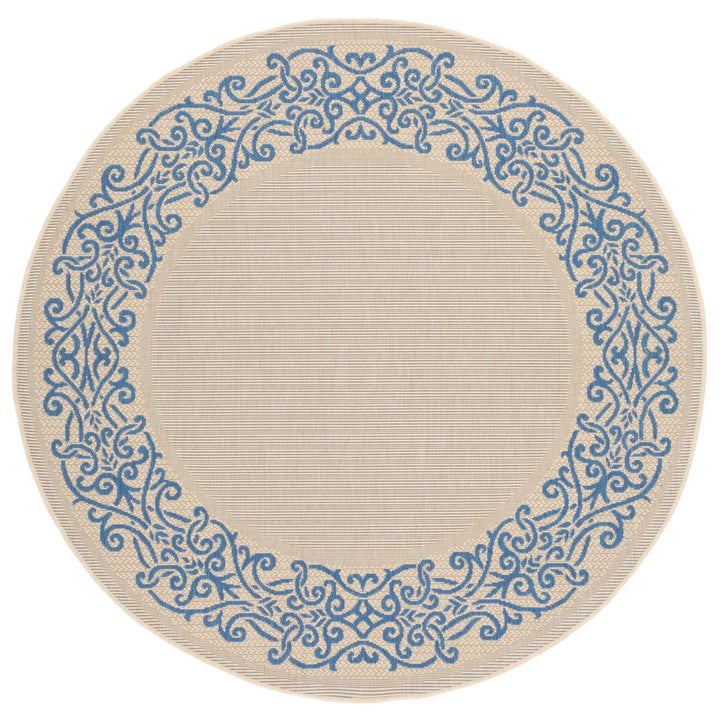 SAFAVIEH Outdoor CY1588-3101 Courtyard Natural / Blue Rug Image 7
