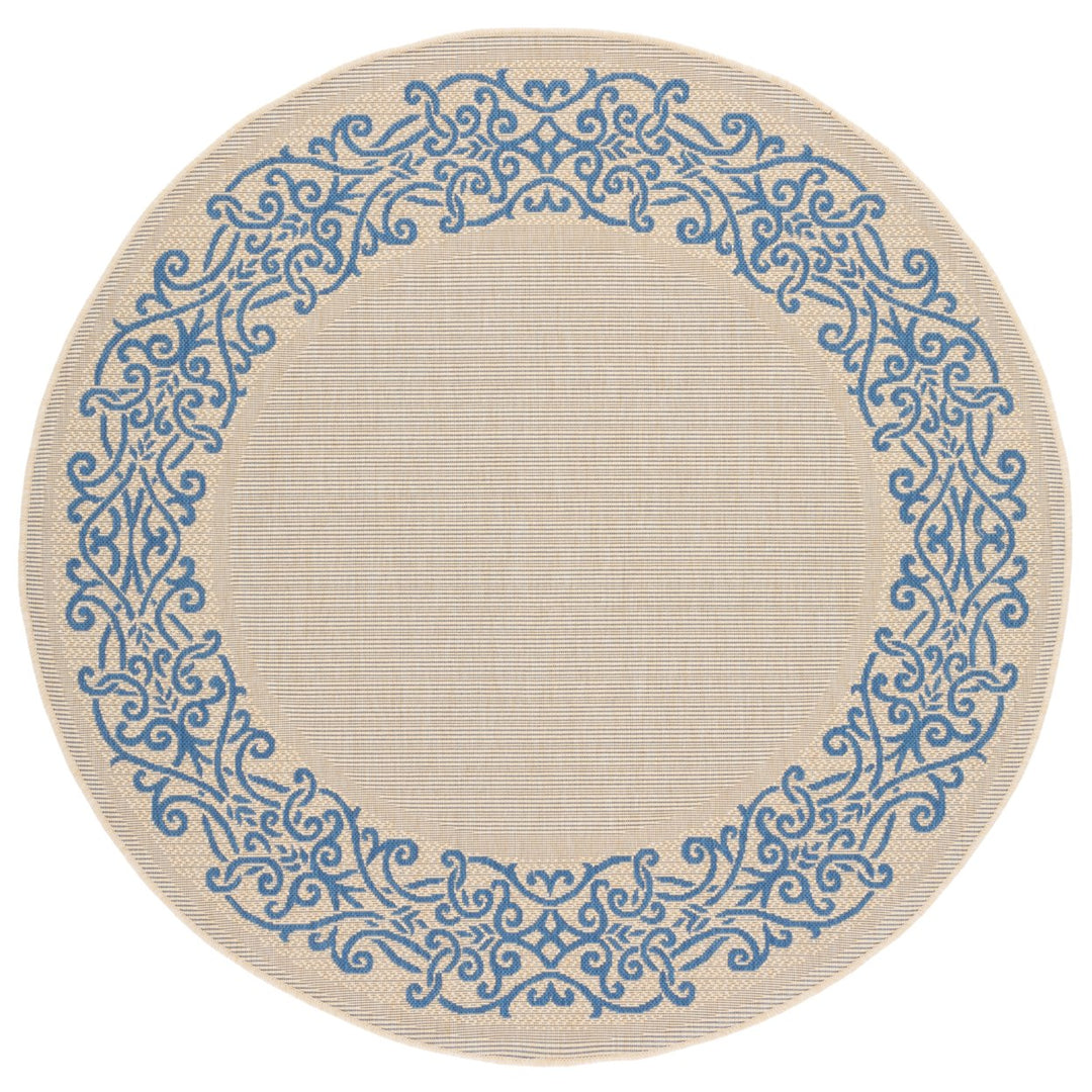 SAFAVIEH Outdoor CY1588-3101 Courtyard Natural / Blue Rug Image 1