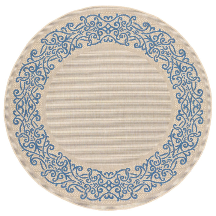 SAFAVIEH Outdoor CY1588-3101 Courtyard Natural / Blue Rug Image 1