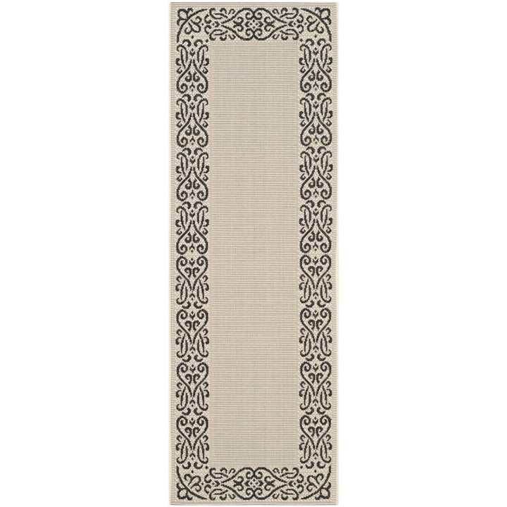 SAFAVIEH Indoor Outdoor CY1588-3901 Courtyard Sand / Black Rug Image 1