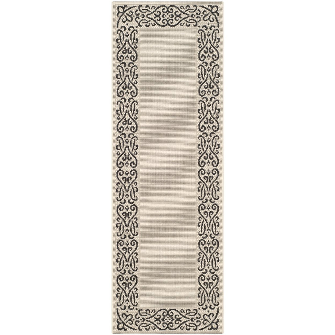 SAFAVIEH Indoor Outdoor CY1588-3901 Courtyard Sand / Black Rug Image 1