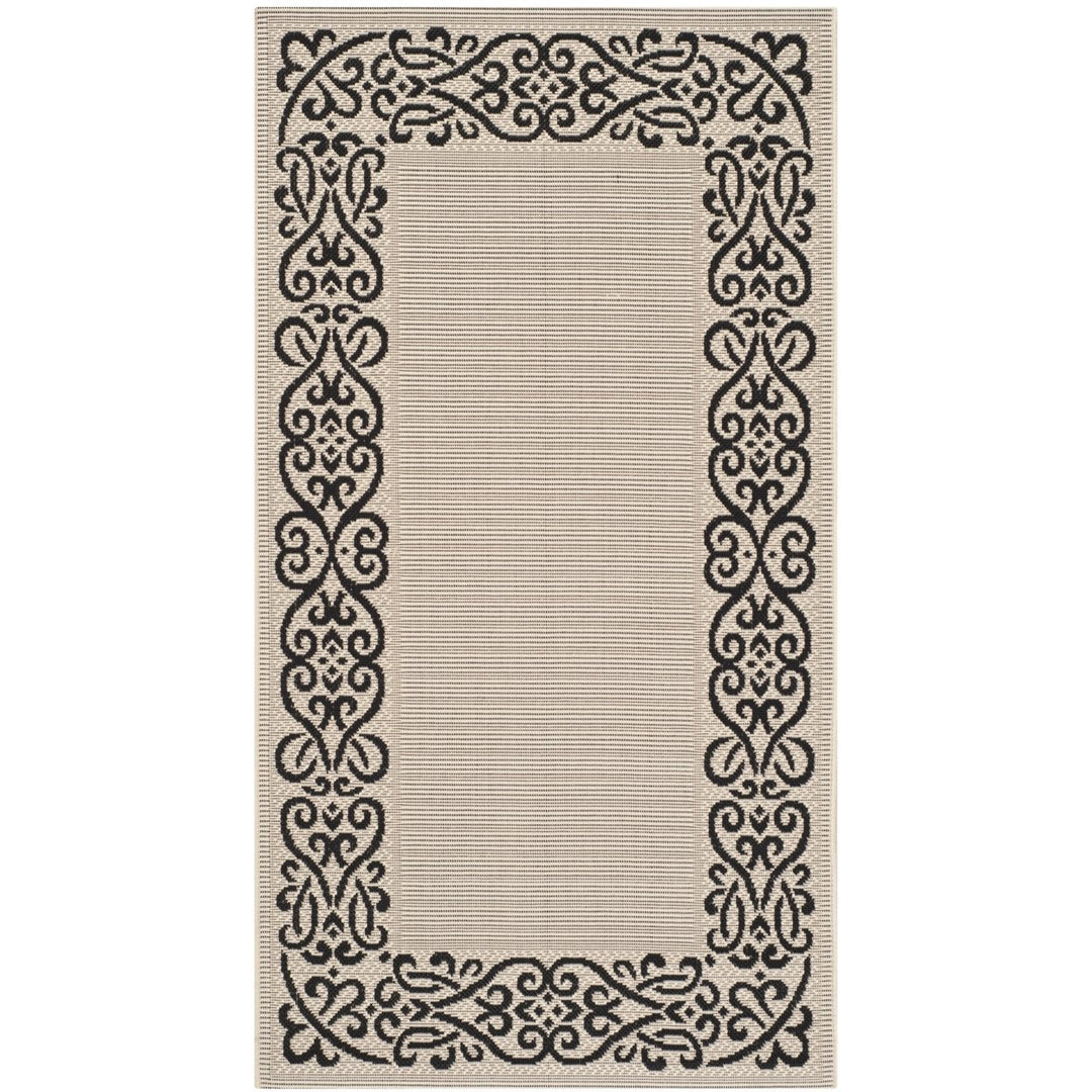 SAFAVIEH Indoor Outdoor CY1588-3901 Courtyard Sand / Black Rug Image 1