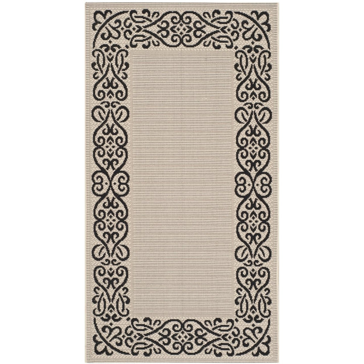 SAFAVIEH Indoor Outdoor CY1588-3901 Courtyard Sand / Black Rug Image 1