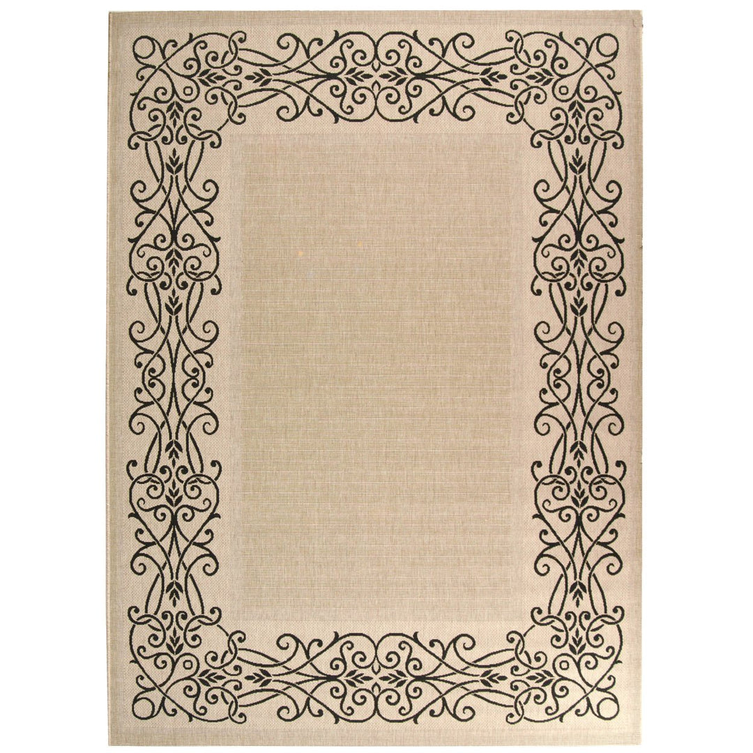 SAFAVIEH Indoor Outdoor CY1588-3901 Courtyard Sand / Black Rug Image 1