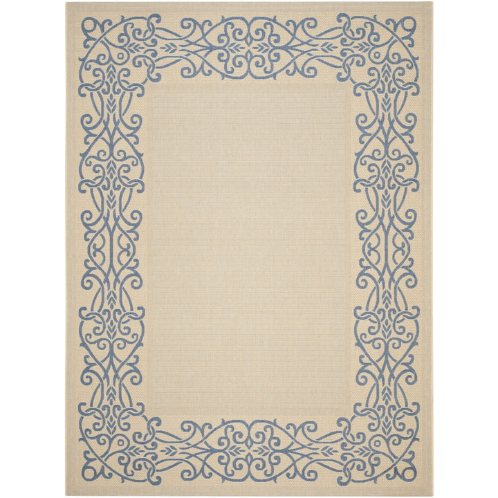 SAFAVIEH Outdoor CY1588-3101 Courtyard Natural / Blue Rug Image 10