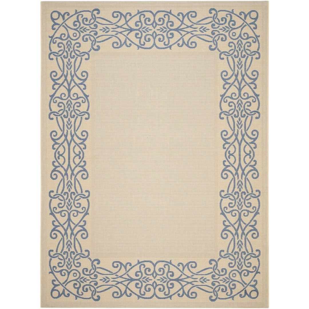 SAFAVIEH Outdoor CY1588-3101 Courtyard Natural / Blue Rug Image 1