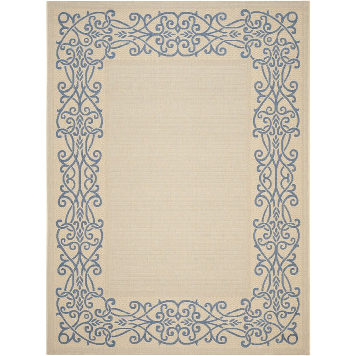 SAFAVIEH Outdoor CY1588-3101 Courtyard Natural / Blue Rug Image 1