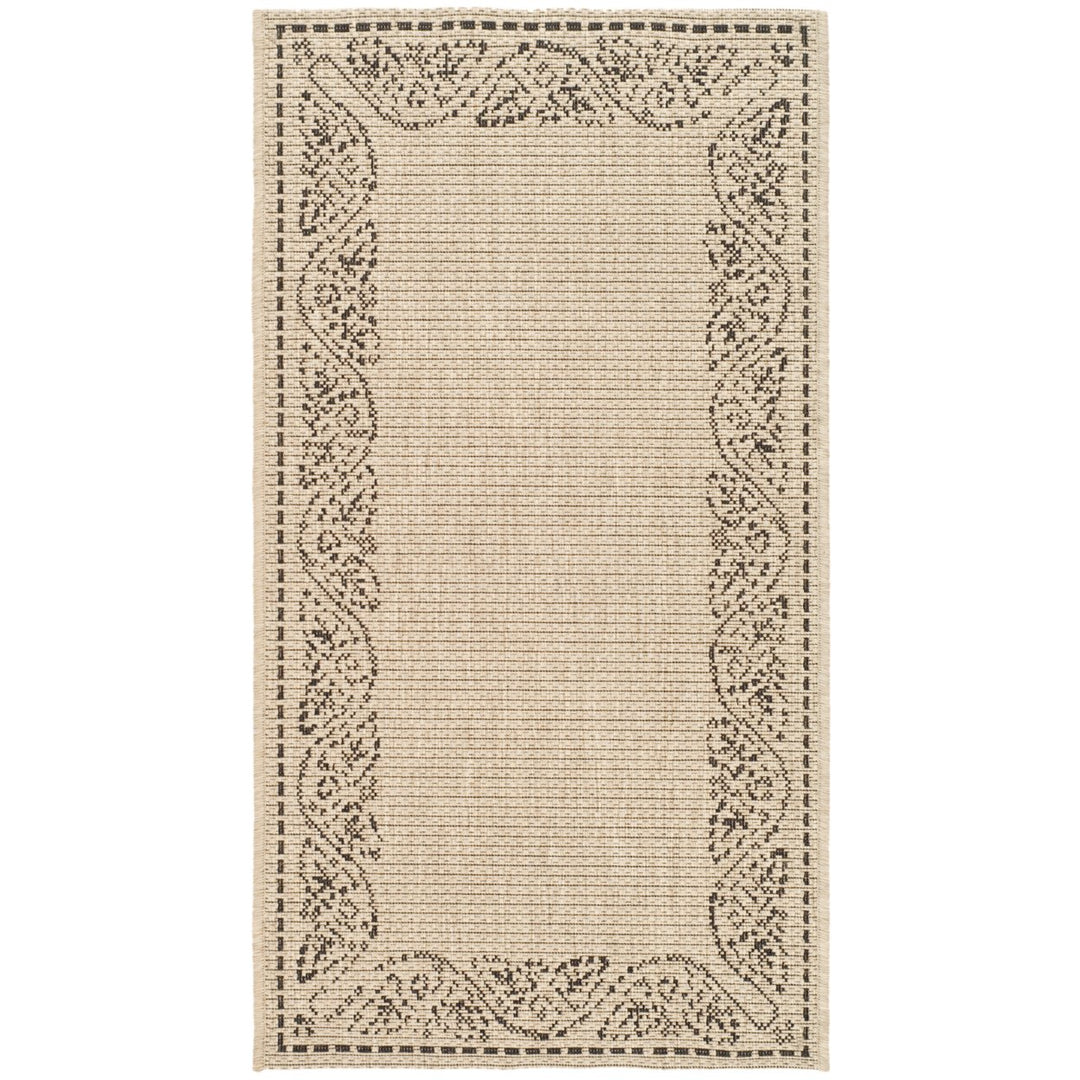 SAFAVIEH Indoor Outdoor CY1677-3901 Courtyard Sand / Black Rug Image 1