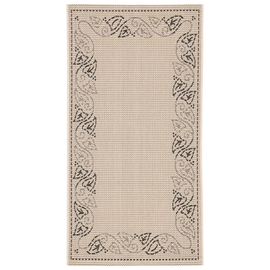 SAFAVIEH Indoor Outdoor CY1677-3901 Courtyard Sand / Black Rug Image 1