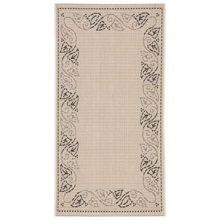 SAFAVIEH Indoor Outdoor CY1677-3901 Courtyard Sand / Black Rug Image 1