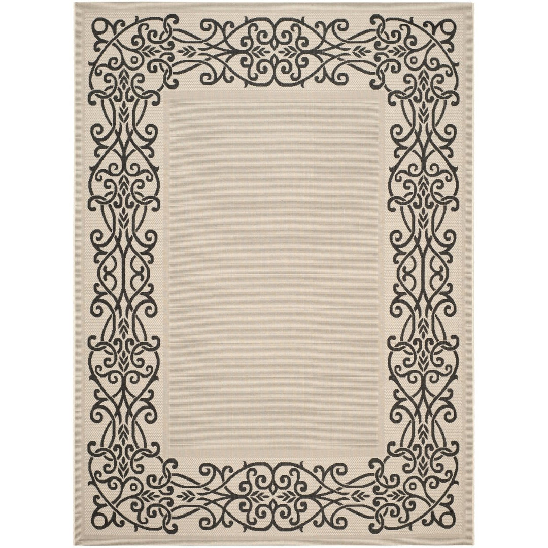 SAFAVIEH Indoor Outdoor CY1588-3901 Courtyard Sand / Black Rug Image 1