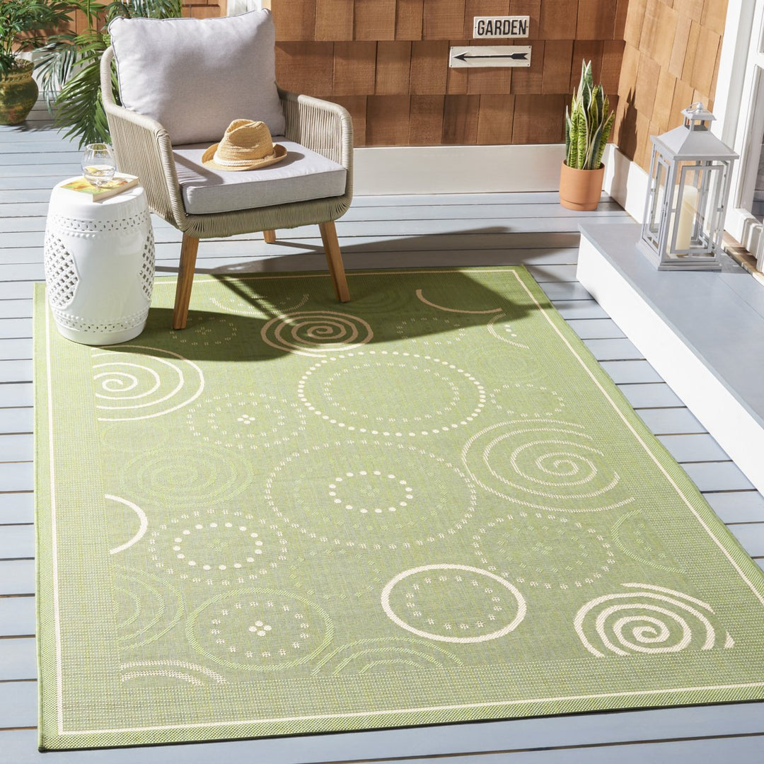 SAFAVIEH Outdoor CY1906-1E06 Courtyard Olive / Natural Rug Image 1