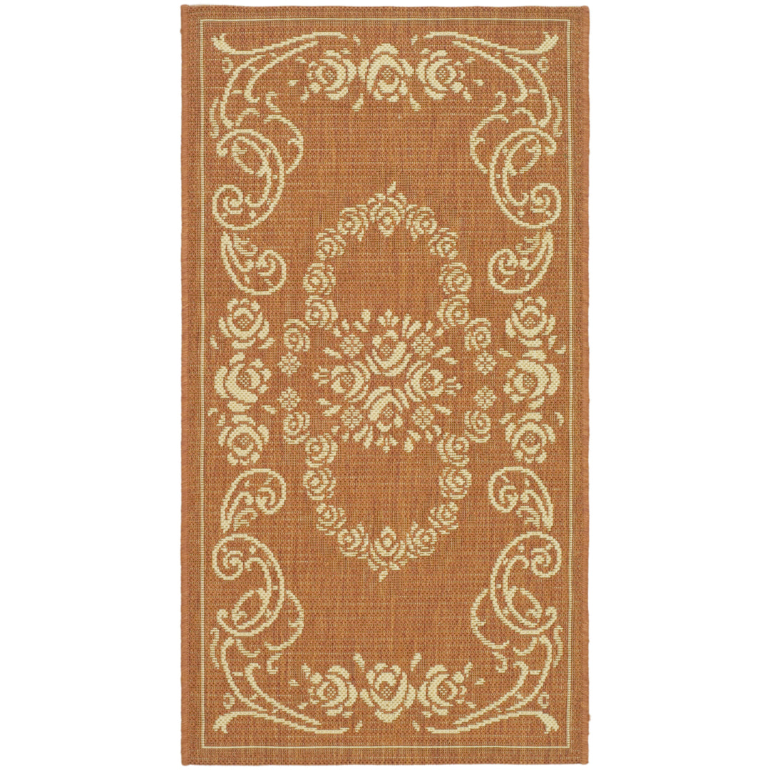 SAFAVIEH Outdoor CY1893-3202 Courtyard Terracotta / Natural Rug Image 2
