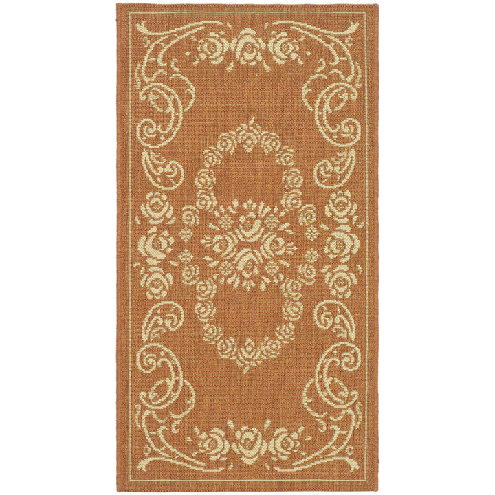 SAFAVIEH Outdoor CY1893-3202 Courtyard Terracotta / Natural Rug Image 2