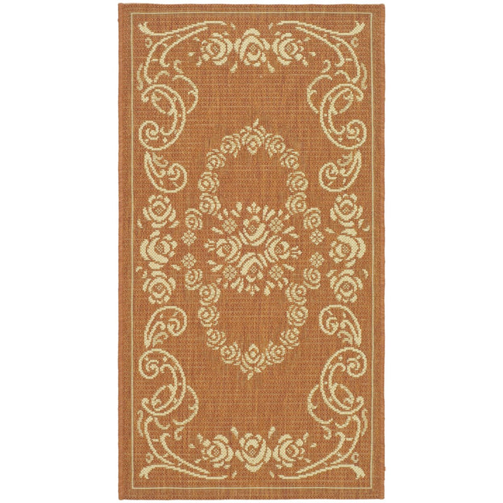 SAFAVIEH Outdoor CY1893-3202 Courtyard Terracotta / Natural Rug Image 1