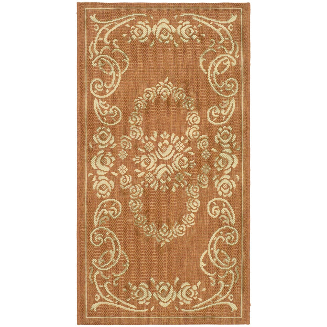 SAFAVIEH Outdoor CY1893-3202 Courtyard Terracotta / Natural Rug Image 1