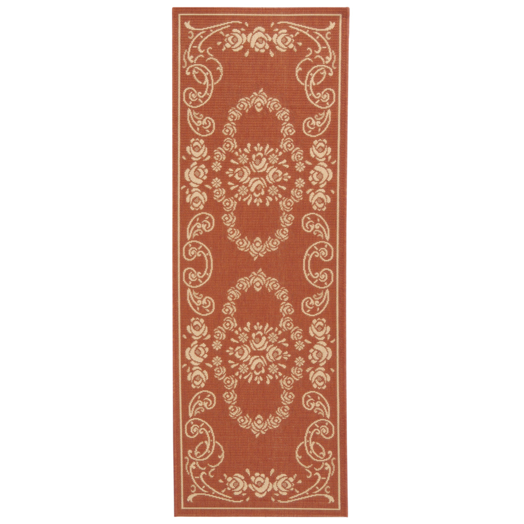SAFAVIEH Outdoor CY1893-3202 Courtyard Terracotta / Natural Rug Image 3