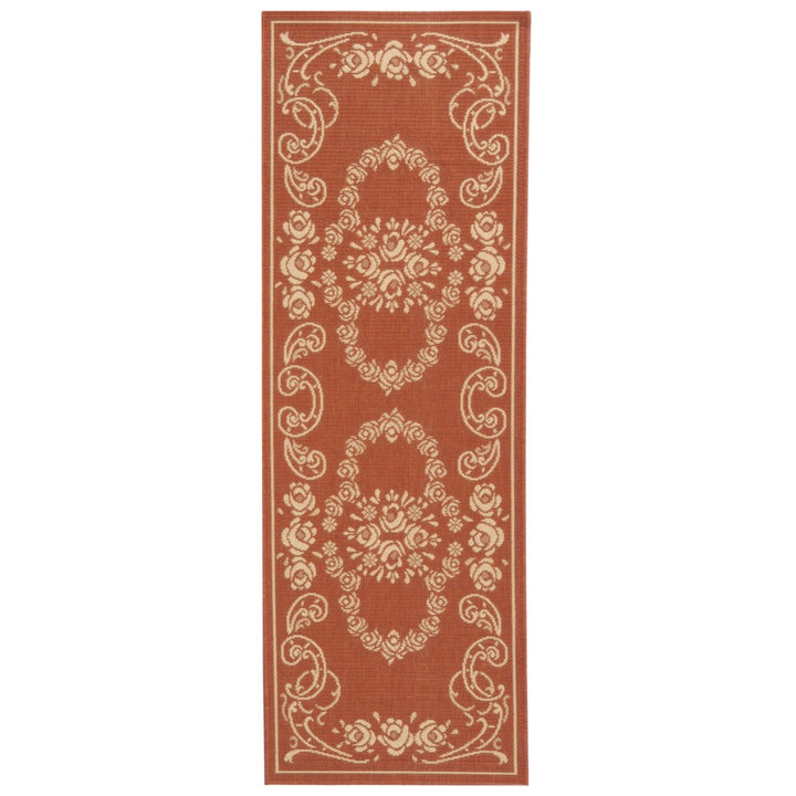SAFAVIEH Outdoor CY1893-3202 Courtyard Terracotta / Natural Rug Image 1
