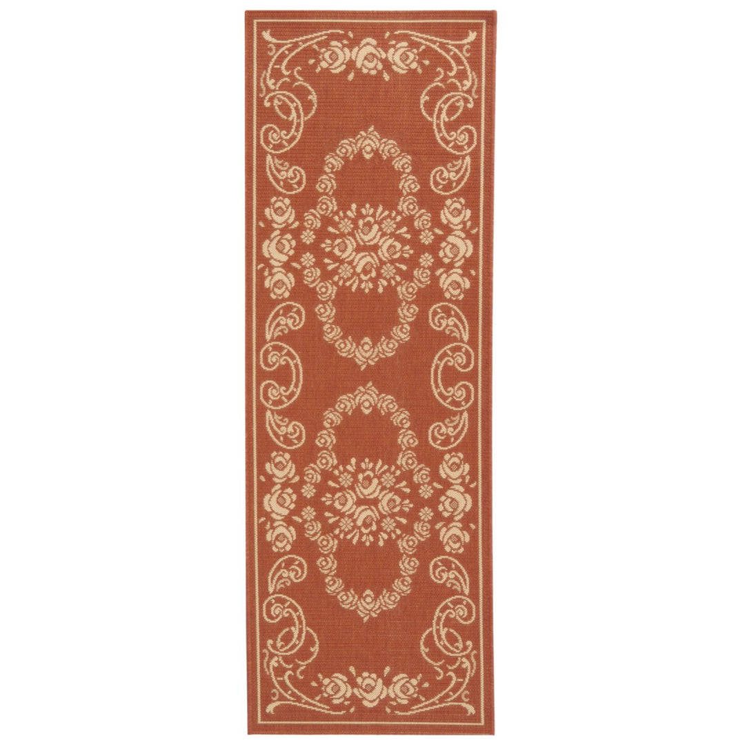 SAFAVIEH Outdoor CY1893-3202 Courtyard Terracotta / Natural Rug Image 1