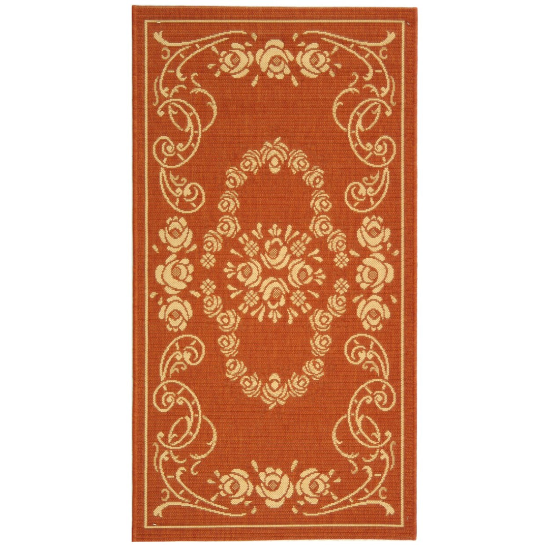 SAFAVIEH Outdoor CY1893-3202 Courtyard Terracotta / Natural Rug Image 1