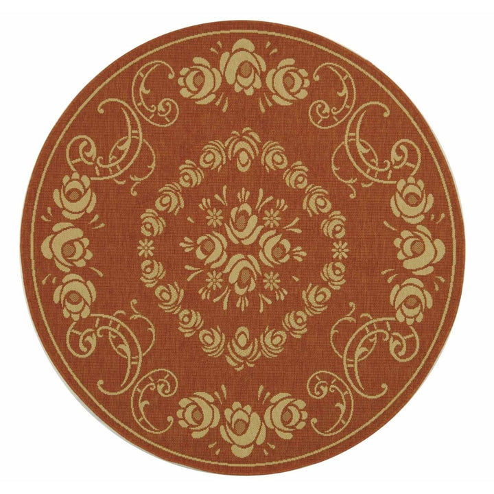 SAFAVIEH Outdoor CY1893-3202 Courtyard Terracotta / Natural Rug Image 5