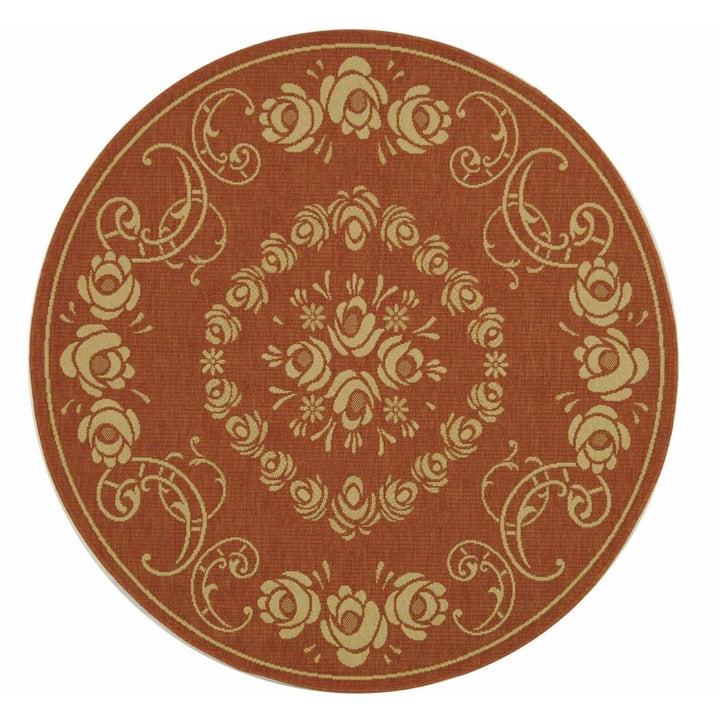 SAFAVIEH Outdoor CY1893-3202 Courtyard Terracotta / Natural Rug Image 1