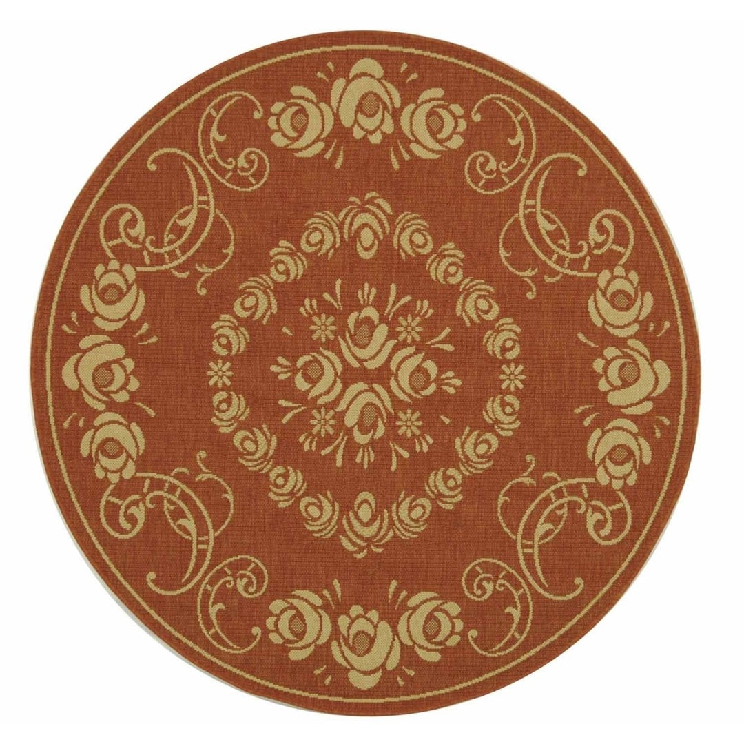 SAFAVIEH Outdoor CY1893-3202 Courtyard Terracotta / Natural Rug Image 1