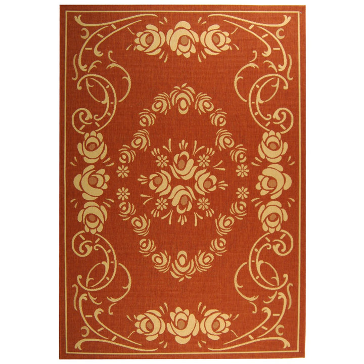 SAFAVIEH Outdoor CY1893-3202 Courtyard Terracotta / Natural Rug Image 7