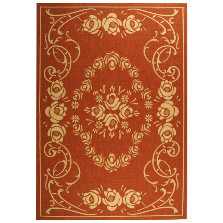 SAFAVIEH Outdoor CY1893-3202 Courtyard Terracotta / Natural Rug Image 1