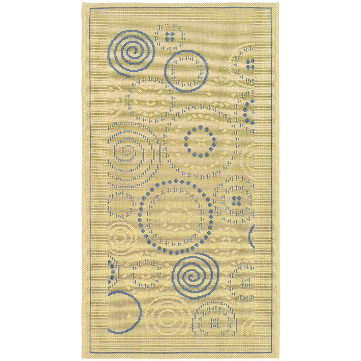 SAFAVIEH Outdoor CY1906-3101 Courtyard Natural / Blue Rug Image 2