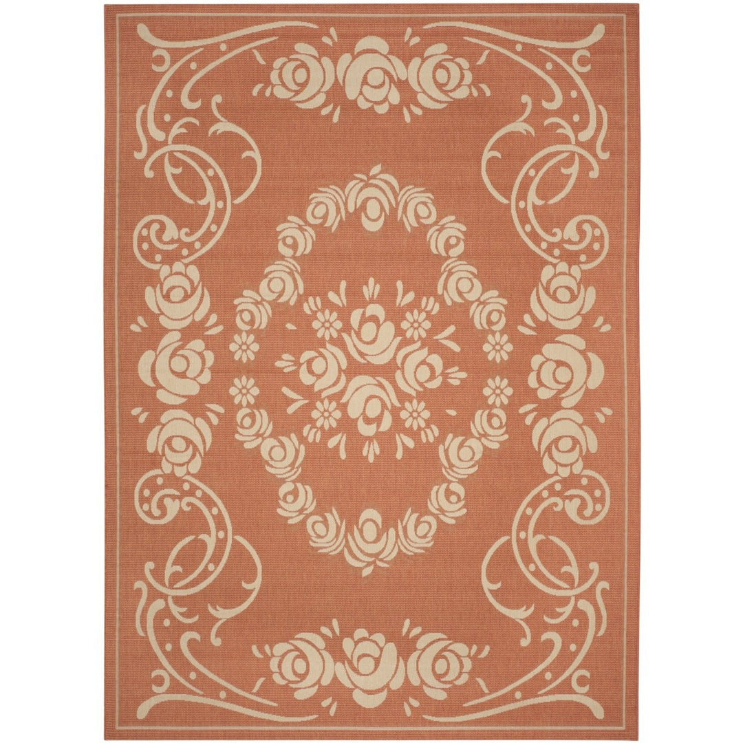 SAFAVIEH Outdoor CY1893-3202 Courtyard Terracotta / Natural Rug Image 9