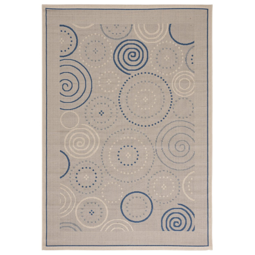 SAFAVIEH Outdoor CY1906-3101 Courtyard Natural / Blue Rug Image 1