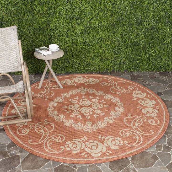 SAFAVIEH Outdoor CY1893-3202 Courtyard Terracotta / Natural Rug Image 10