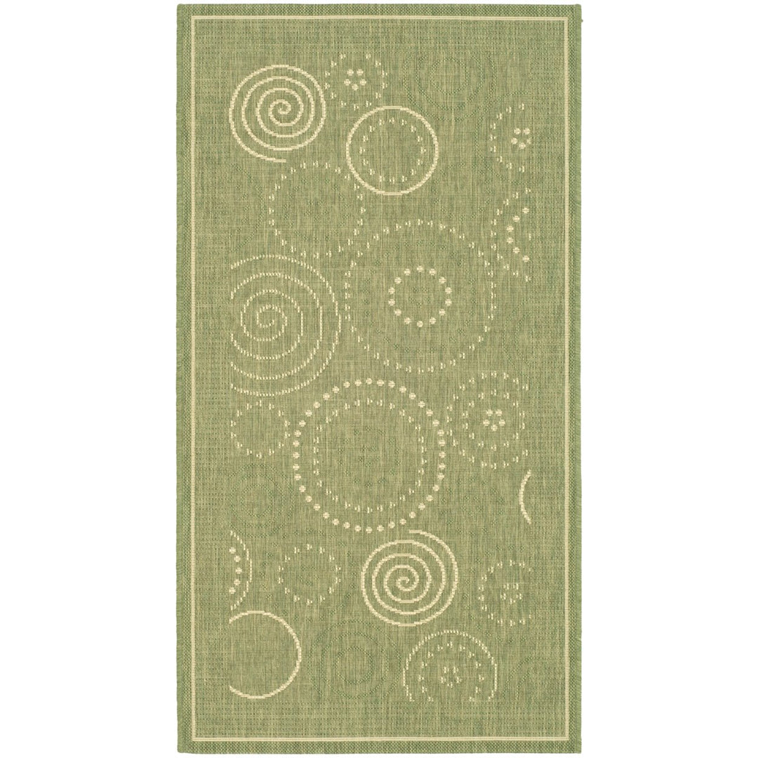 SAFAVIEH Outdoor CY1906-1E06 Courtyard Olive / Natural Rug Image 9