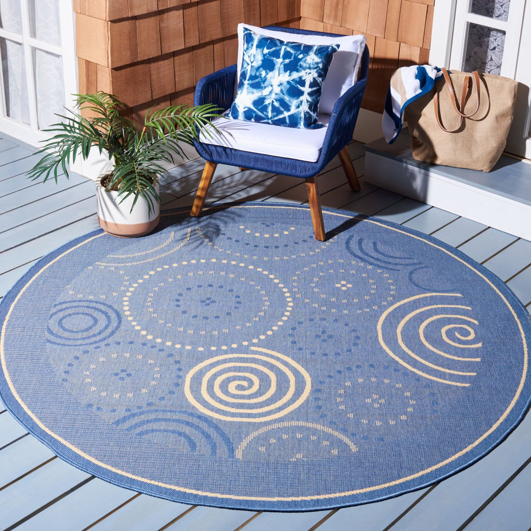 SAFAVIEH Outdoor CY1906-3103 Courtyard Blue / Natural Rug Image 2
