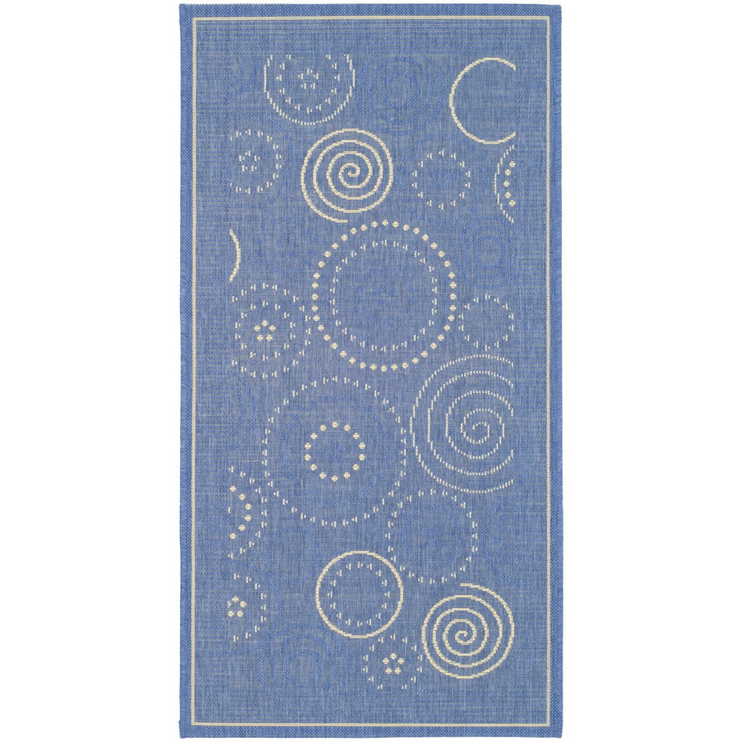 SAFAVIEH Outdoor CY1906-3103 Courtyard Blue / Natural Rug Image 4