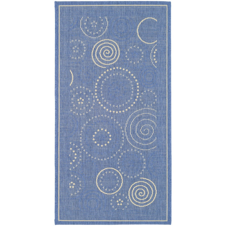 SAFAVIEH Outdoor CY1906-3103 Courtyard Blue / Natural Rug Image 1