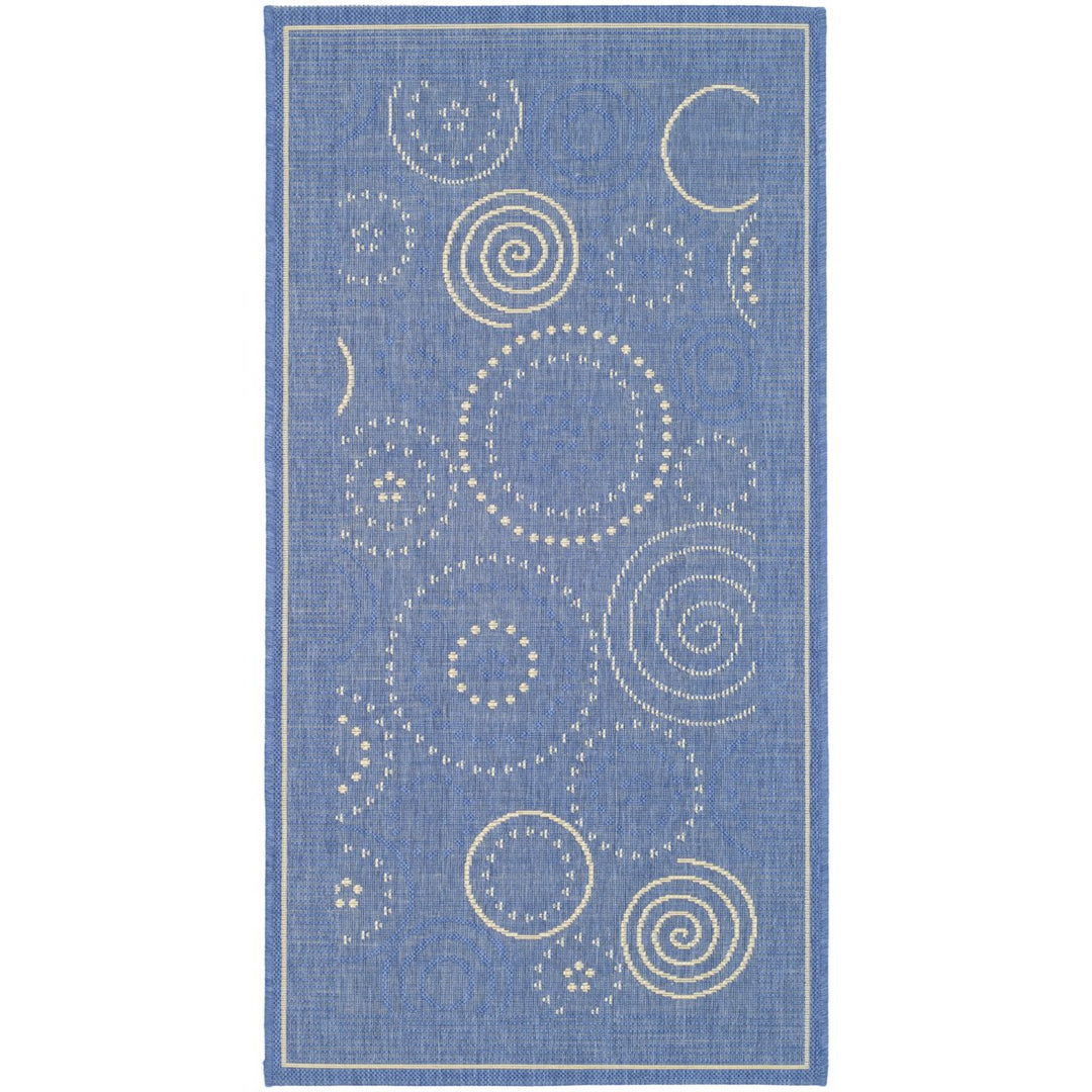 SAFAVIEH Outdoor CY1906-3103 Courtyard Blue / Natural Rug Image 1