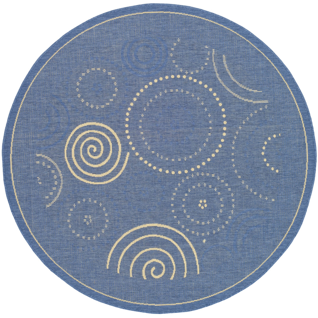 SAFAVIEH Outdoor CY1906-3103 Courtyard Blue / Natural Rug Image 5
