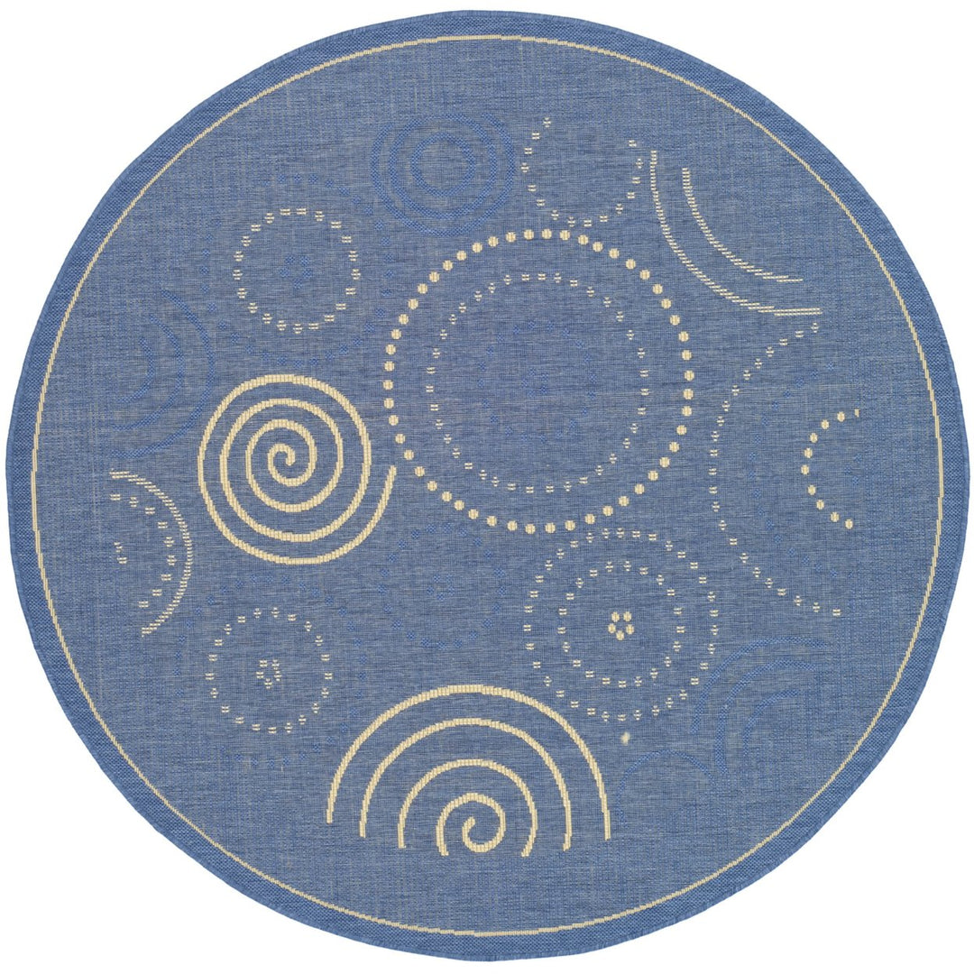 SAFAVIEH Outdoor CY1906-3103 Courtyard Blue / Natural Rug Image 1