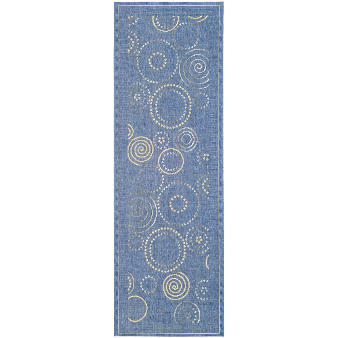 SAFAVIEH Outdoor CY1906-3103 Courtyard Blue / Natural Rug Image 1