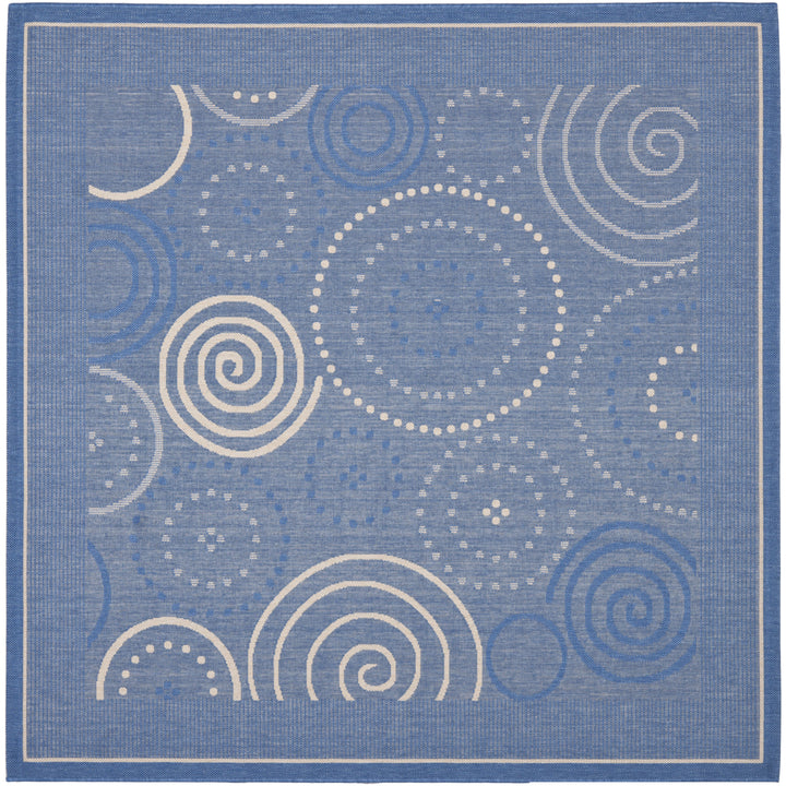 SAFAVIEH Outdoor CY1906-3103 Courtyard Blue / Natural Rug Image 7