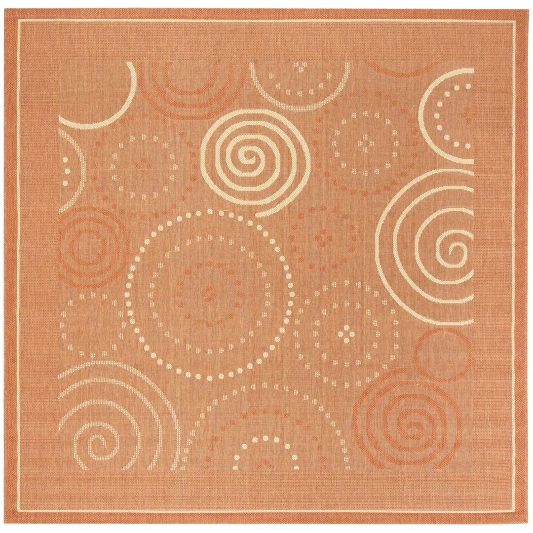 SAFAVIEH Outdoor CY1906-3202 Courtyard Terracotta / Natural Rug Image 1