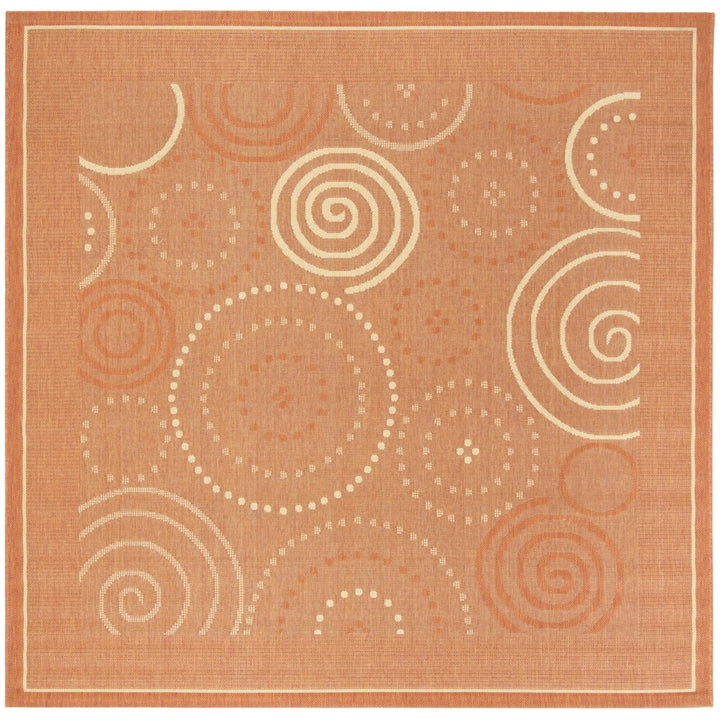 SAFAVIEH Outdoor CY1906-3202 Courtyard Terracotta / Natural Rug Image 1