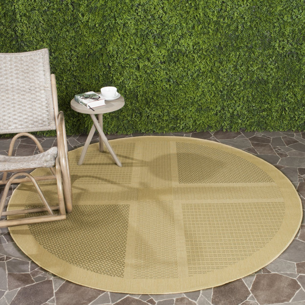 SAFAVIEH Outdoor CY1928-1E01 Courtyard Natural / Olive Rug Image 2