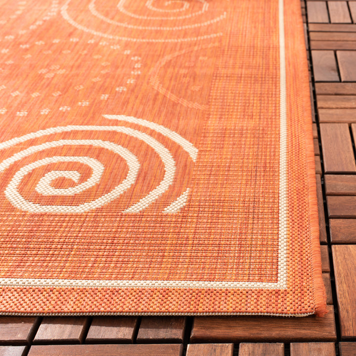 SAFAVIEH Outdoor CY1906-3202 Courtyard Terracotta / Natural Rug Image 12